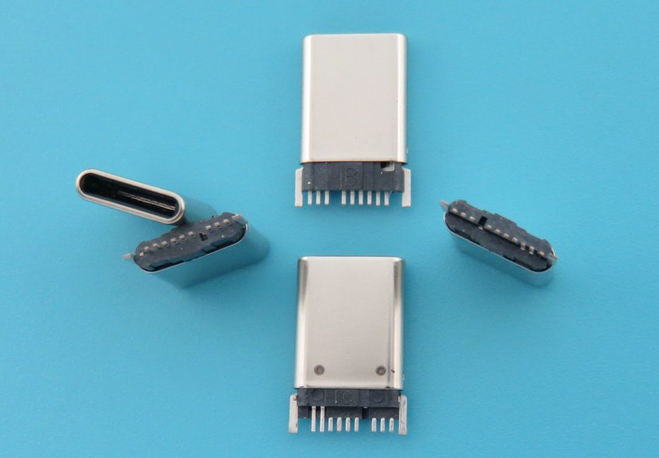 USB TYPE C 公头9P(8+4P)单排SMT拉伸款无插脚有焊脚