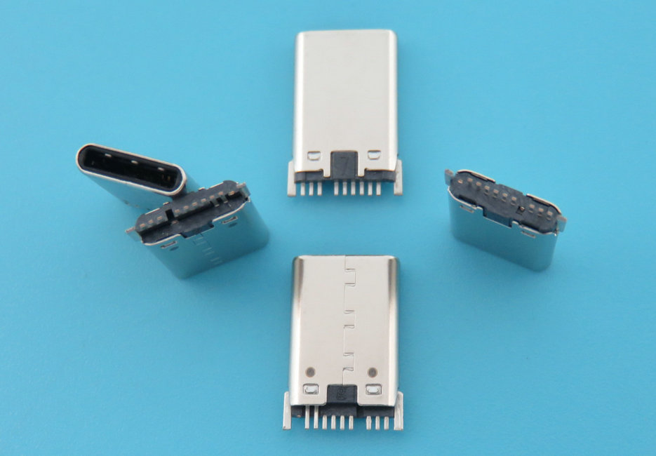 USB TYPE C 公头9P(8+4P)单排SMT铆合款无插脚有焊脚 