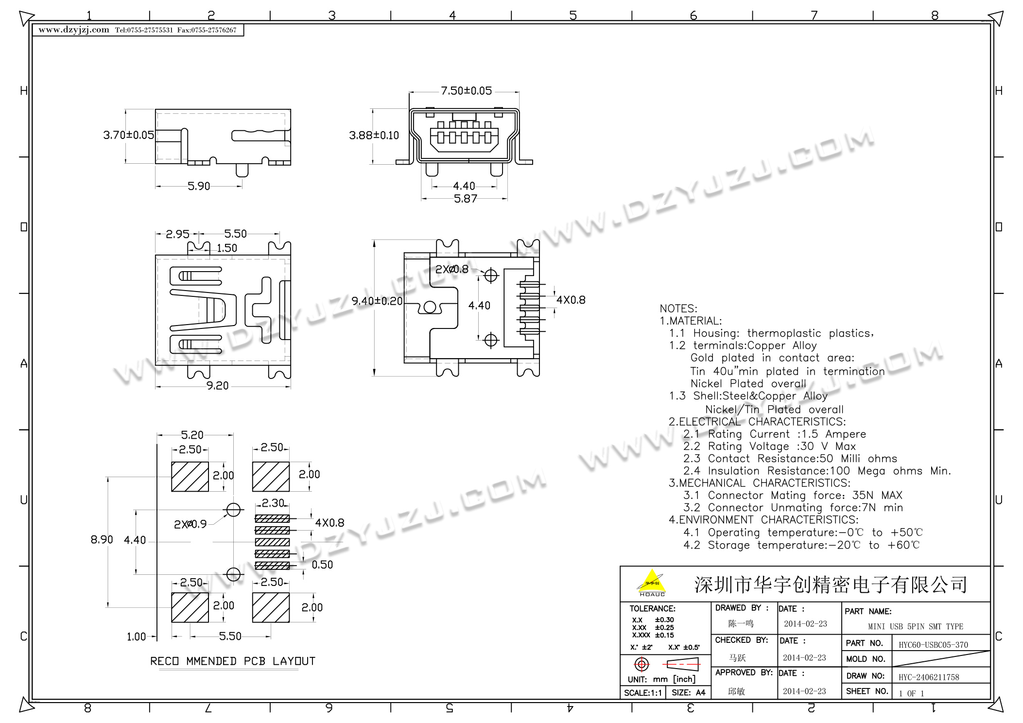 MINI USB 5PIN SMT TYPE-电子元件之家