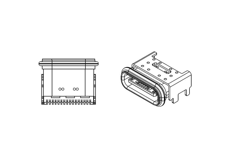 USB TYPE C 防水母座16P 板上SMT L=7.9 外壳四脚DIP